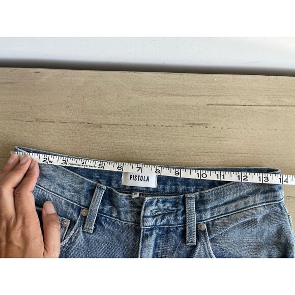 PISTOLA High Rise Wide Leg Jeans Denim Size 26 with patch panel and slide slits - Picture 5 of 8